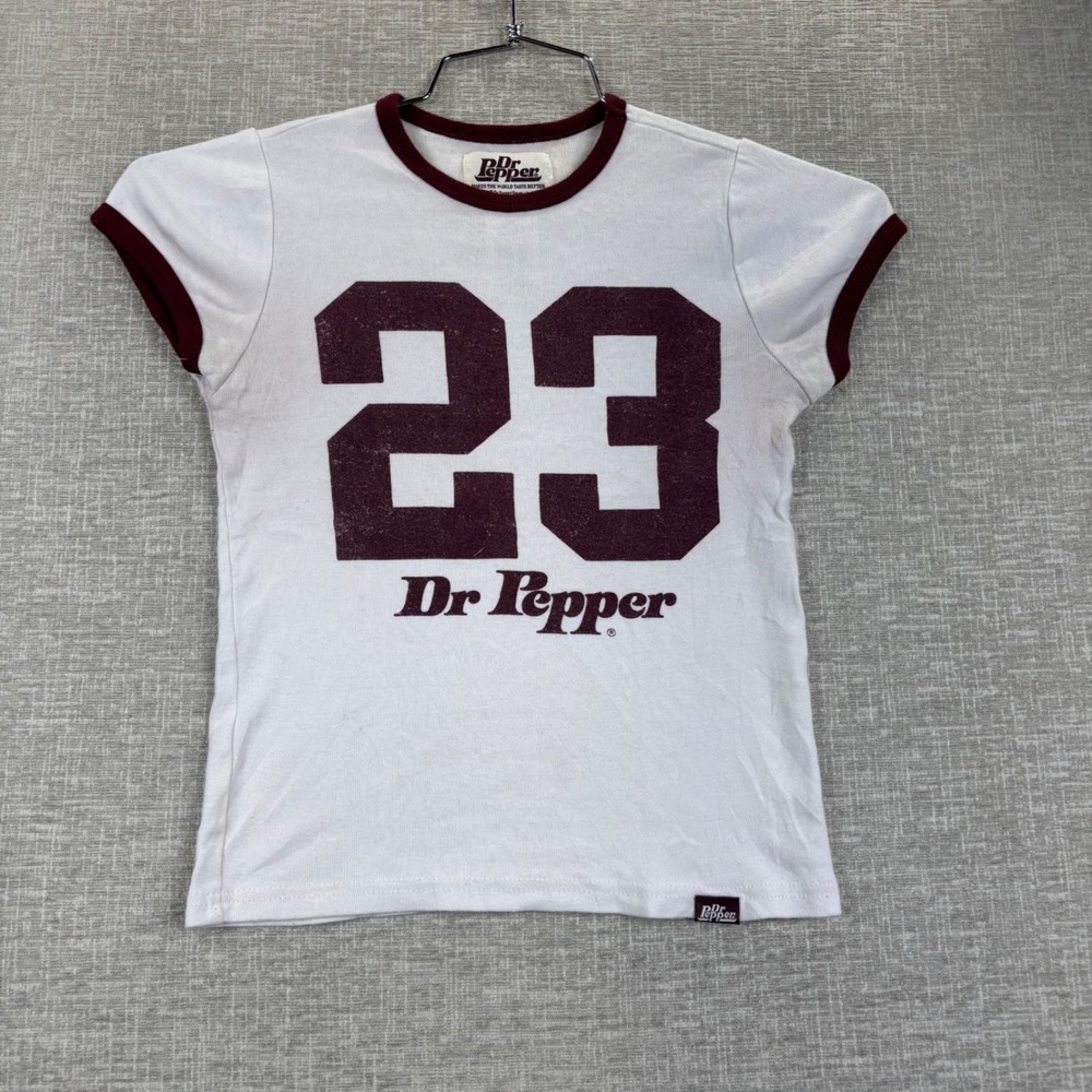 Dr Pepper Ringer Tee White Maroon 23 Graphic Shirt XS